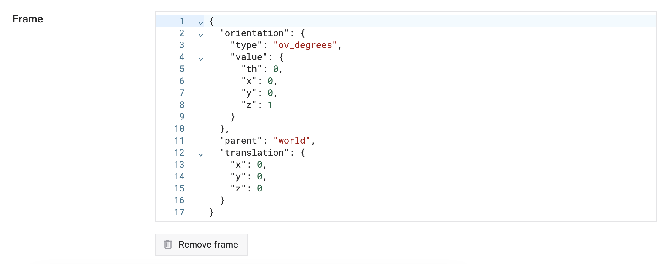 default frame added to arm