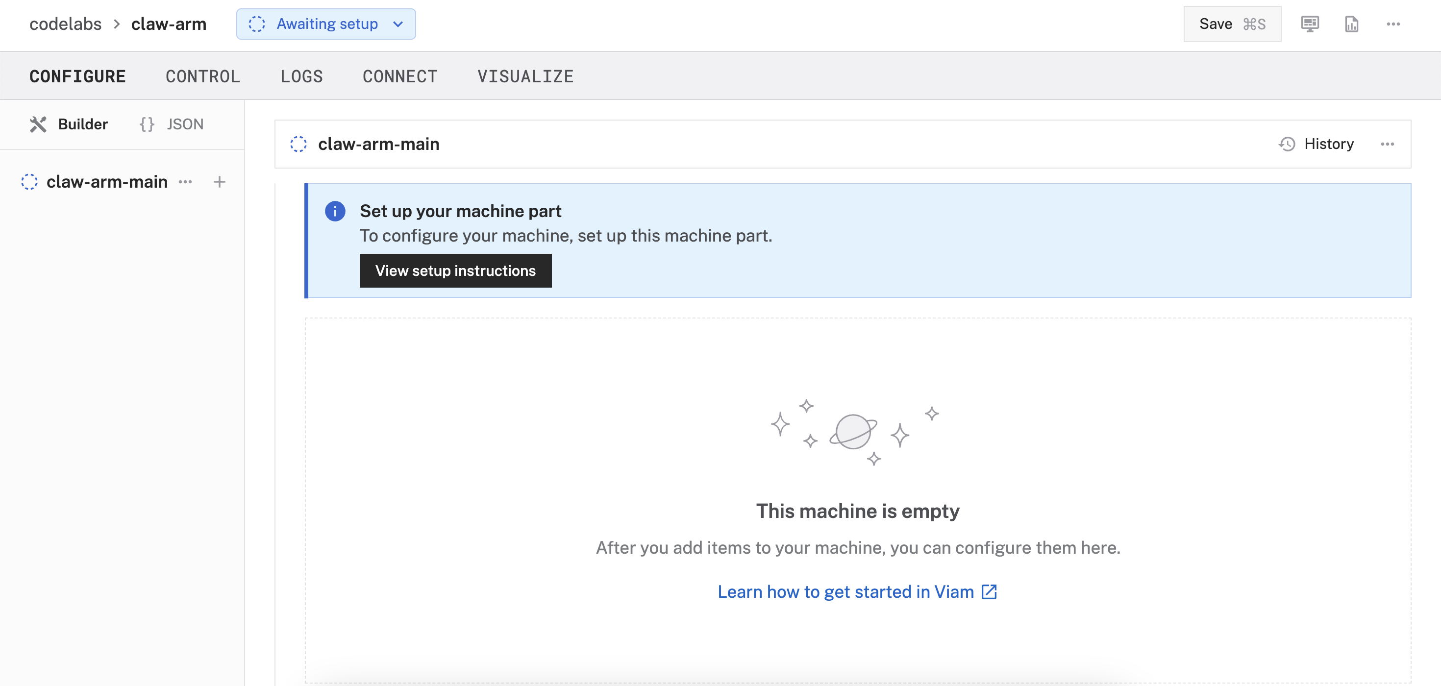 new, unprovisioned machine in Viam app