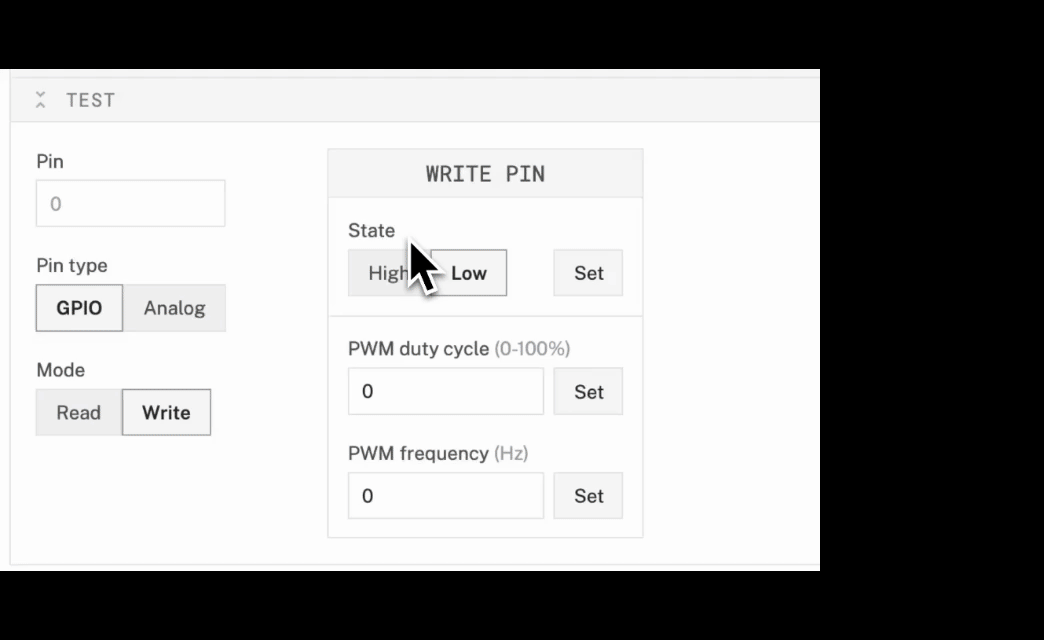GIF of testing board component with gripper