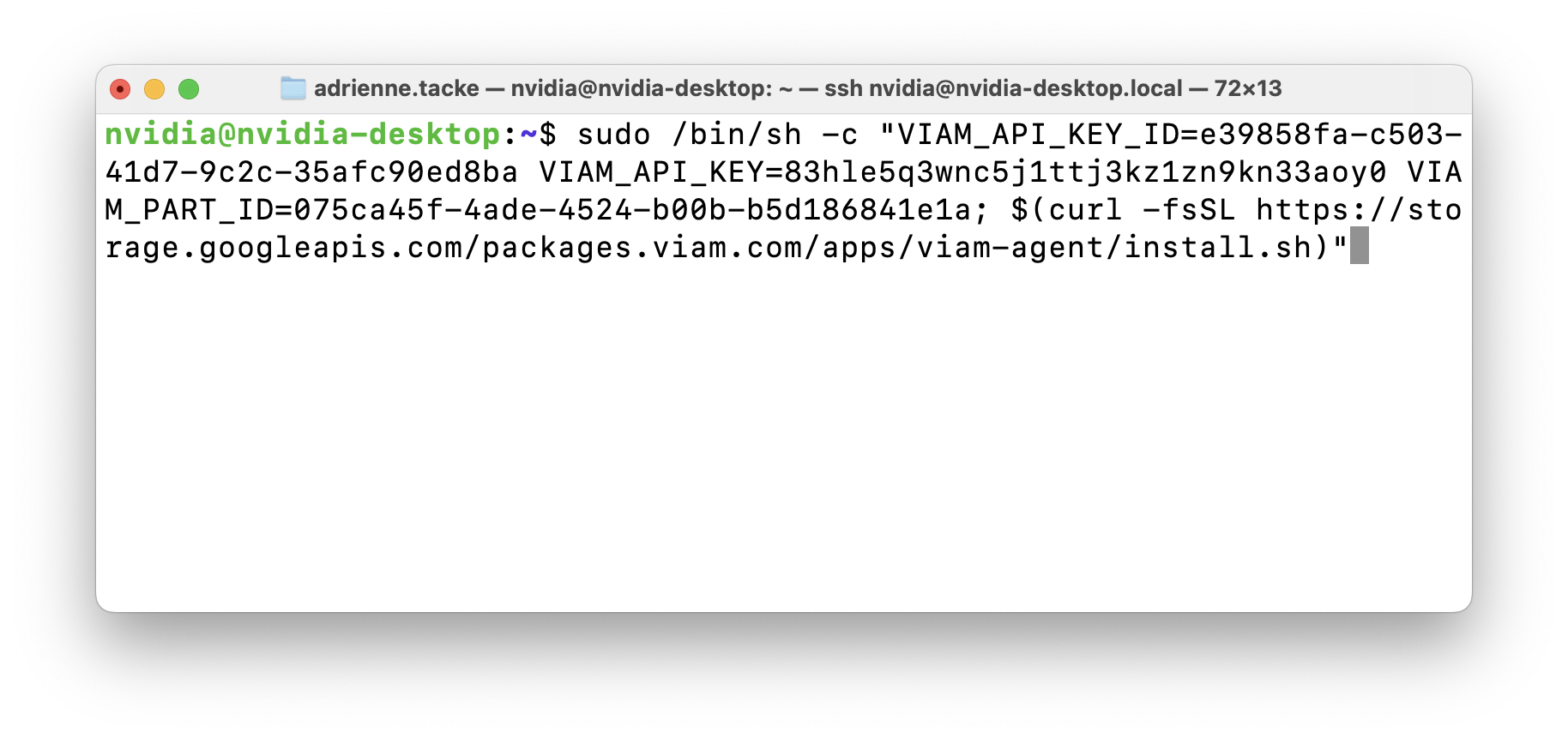 installing viam-server on the Jetson via SSH