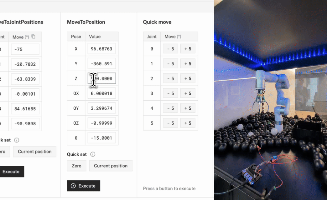 GIF of testing arm movement to specific positions