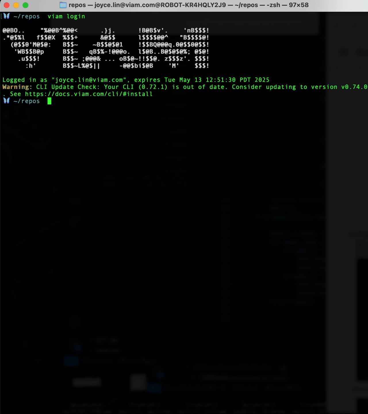 gif of running viam module generator and prompt selections