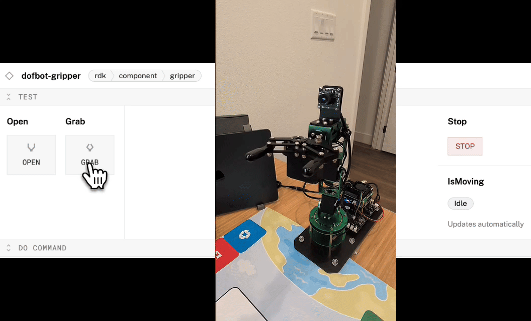 GIF of testing board component with gripper