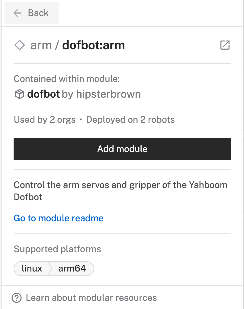 arm module card info