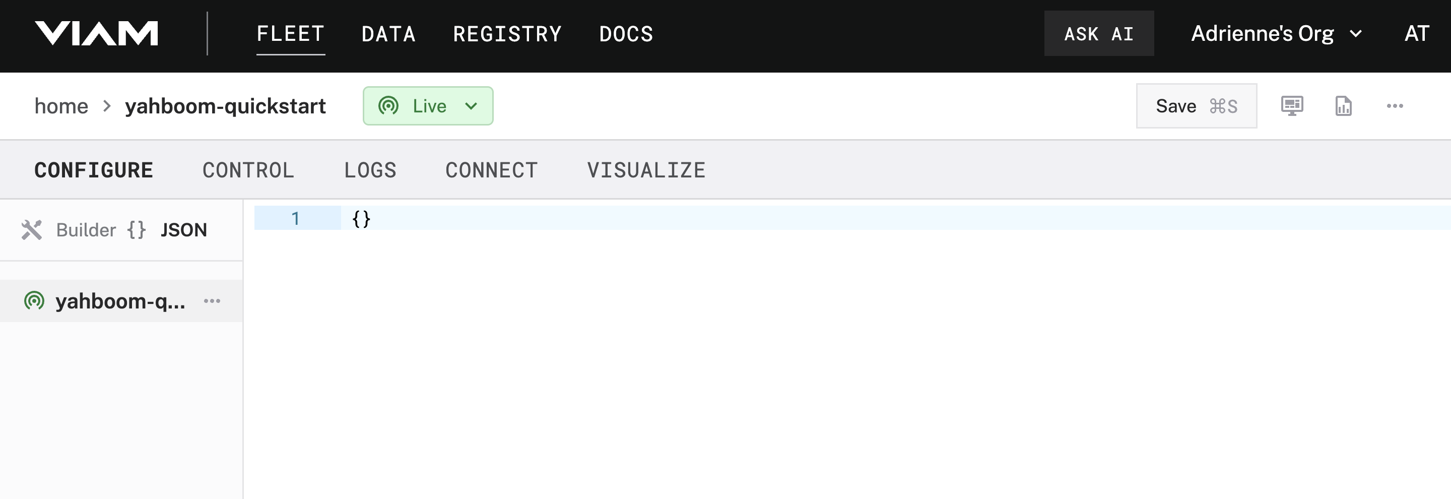 JSON configuration page