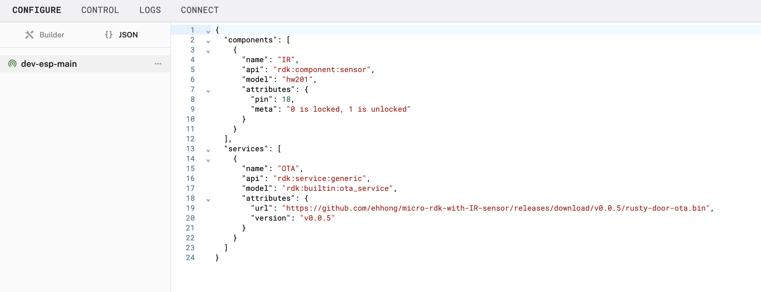 JSON configuration