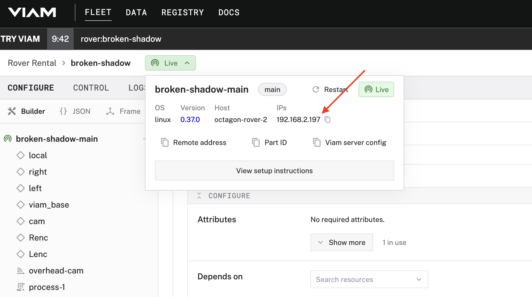 Static IP for machine