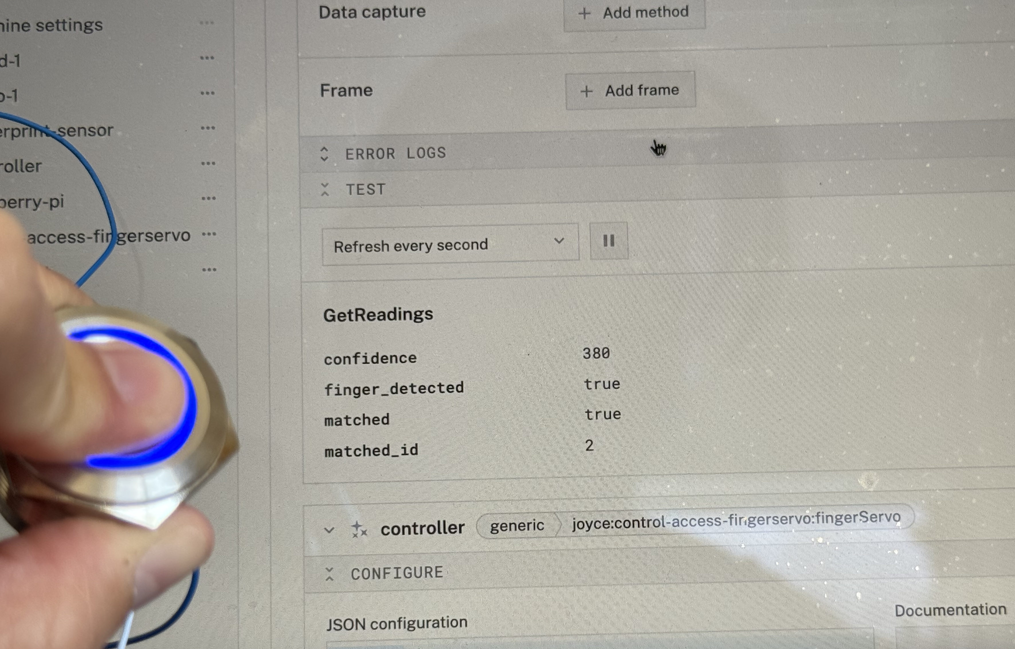 photo of fingerprint sensor in action