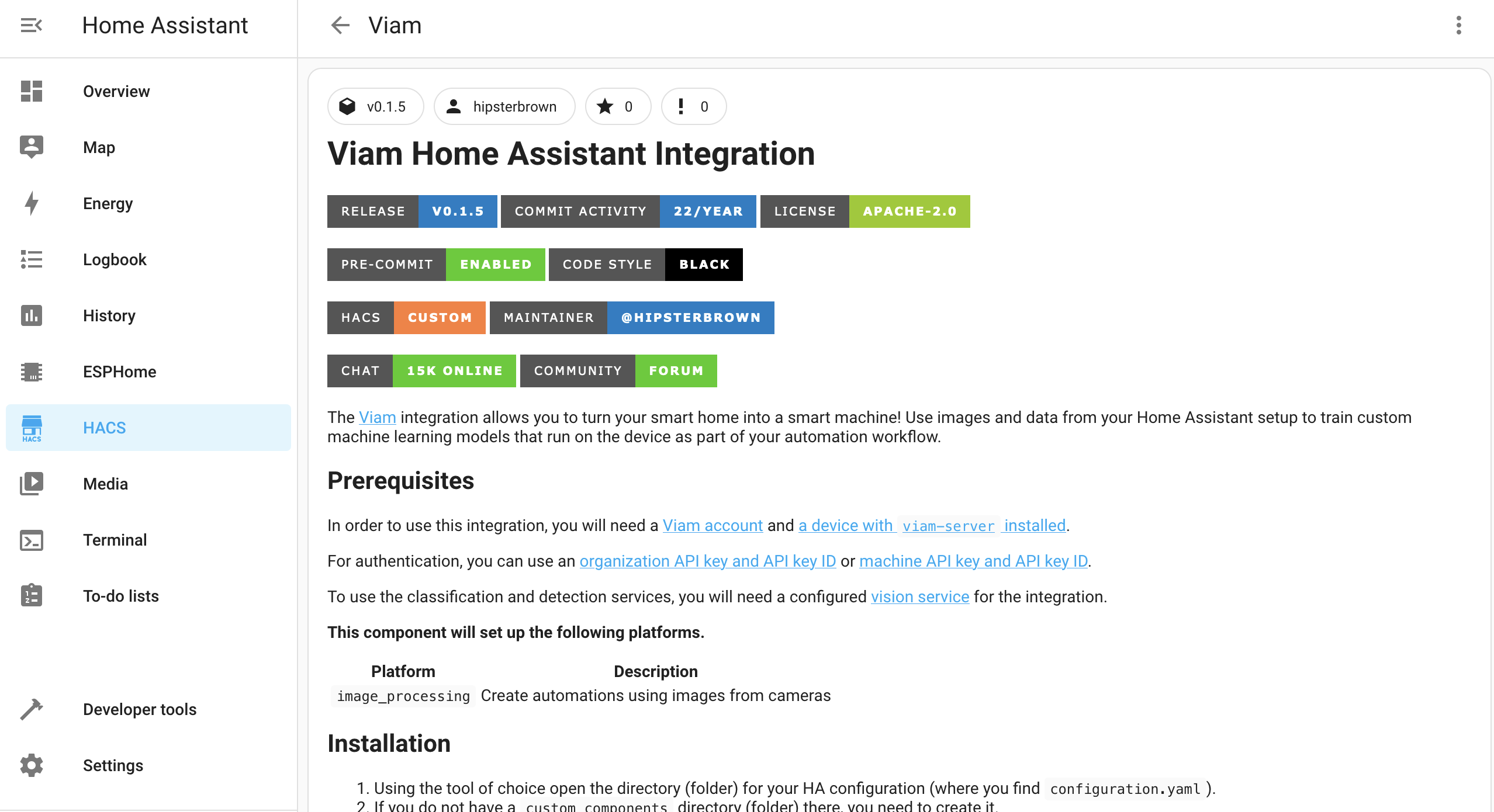 Viam integration docs