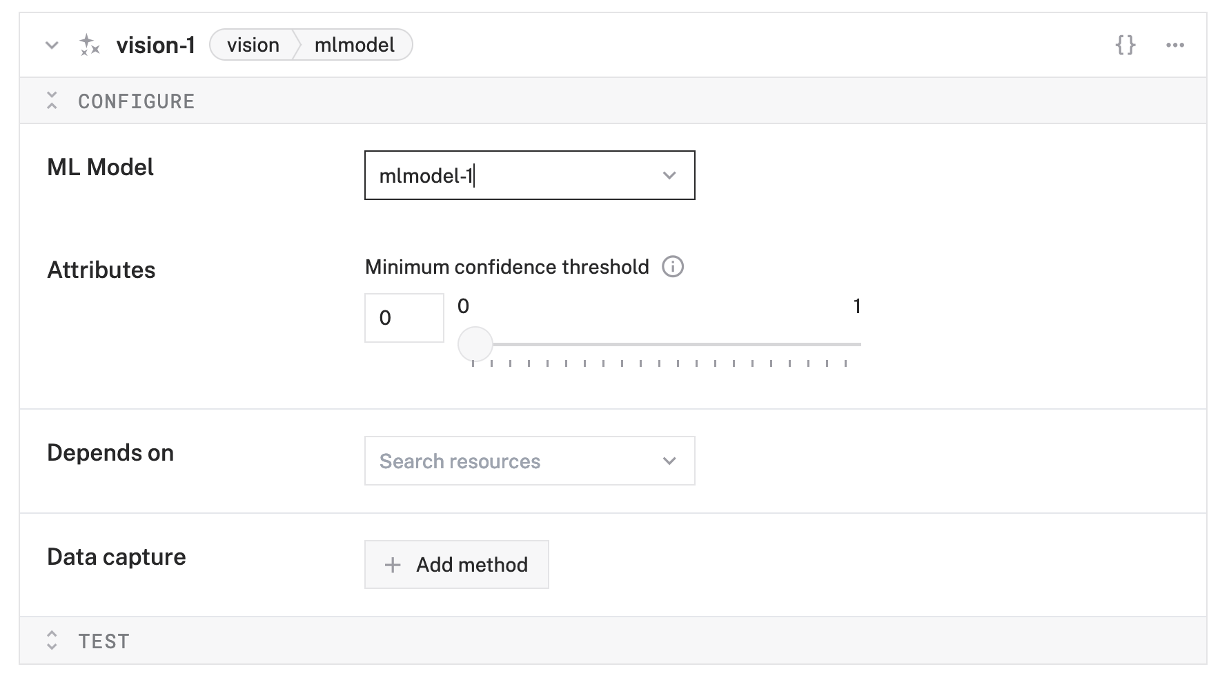 select ML model for vision service