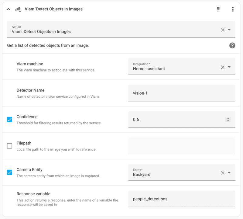 detect objects configuration