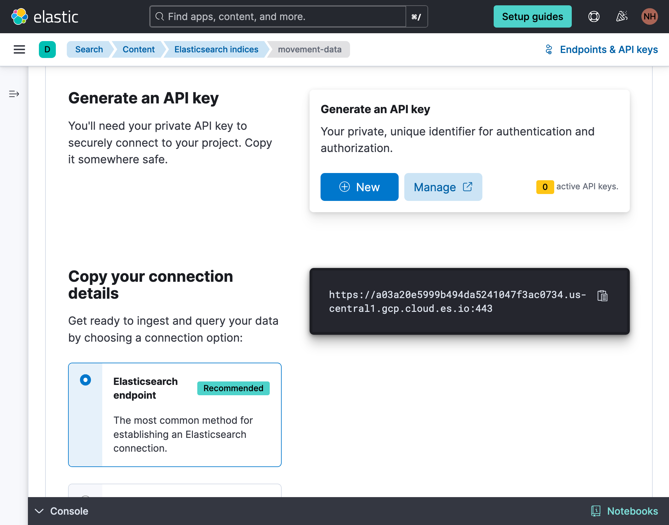 generate Elastic API key