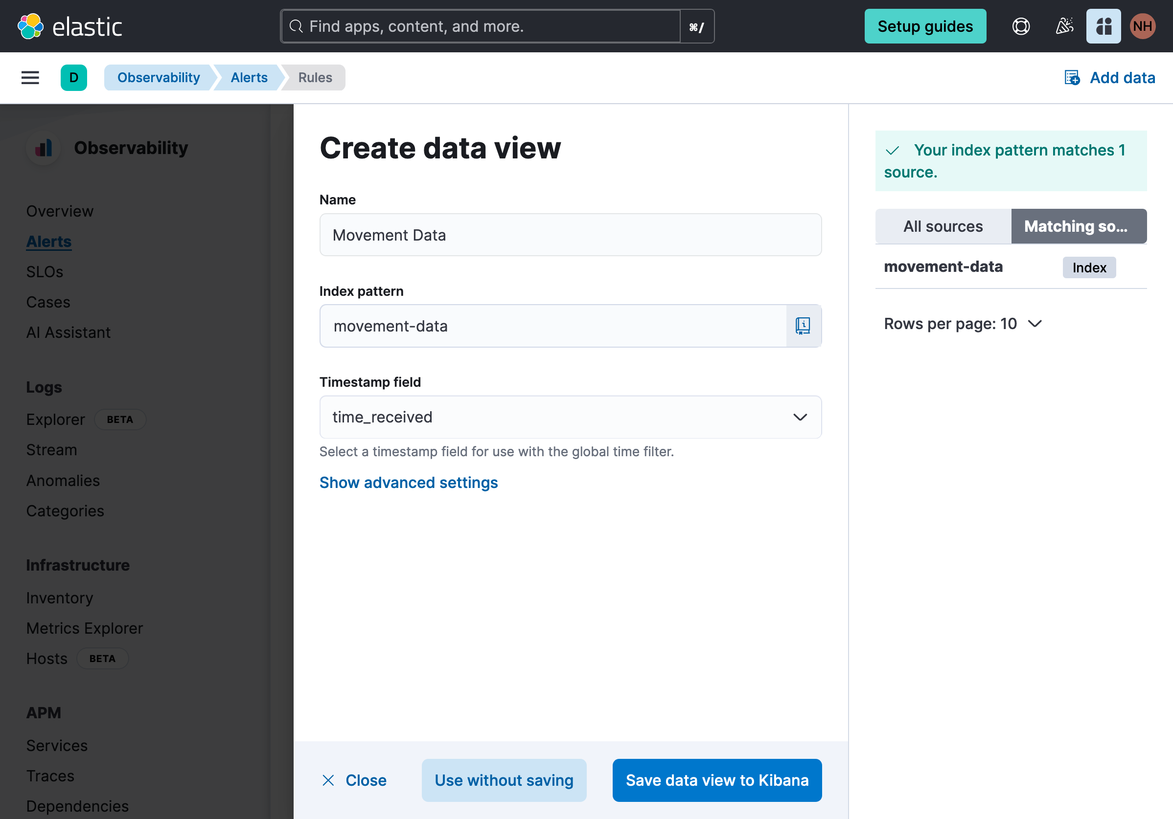 configure data view