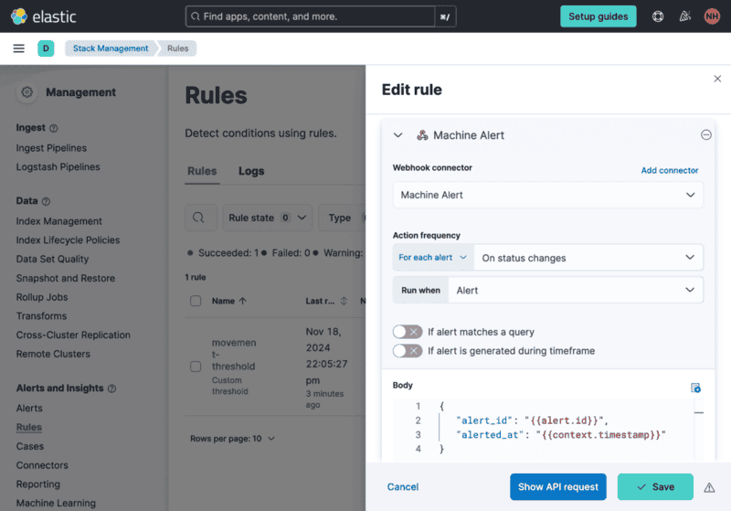 configure webhook data