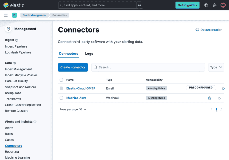 test webhook connector