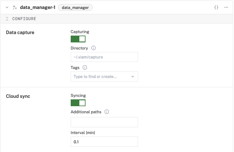 view default configuration for data manager