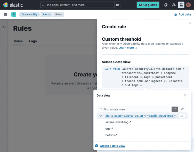 create a data view