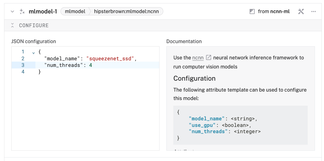 configure mlmodel service