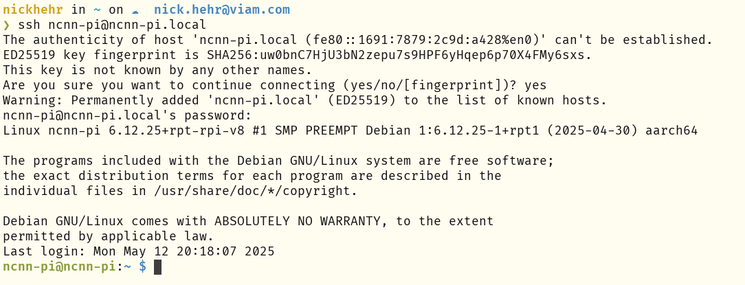 ssh session output in a terminal