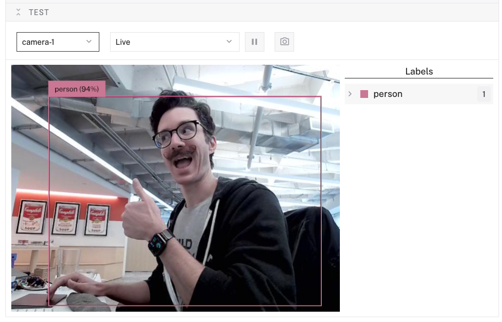 computer vision service showing bounding box around a person