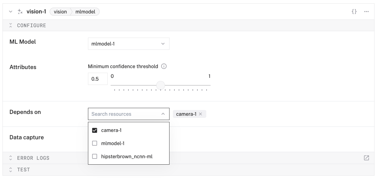 Configure vision service