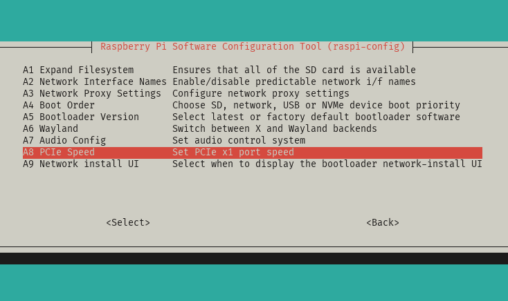 PCI2 Speed selection in raspi-config