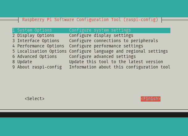 Finish raspi-config