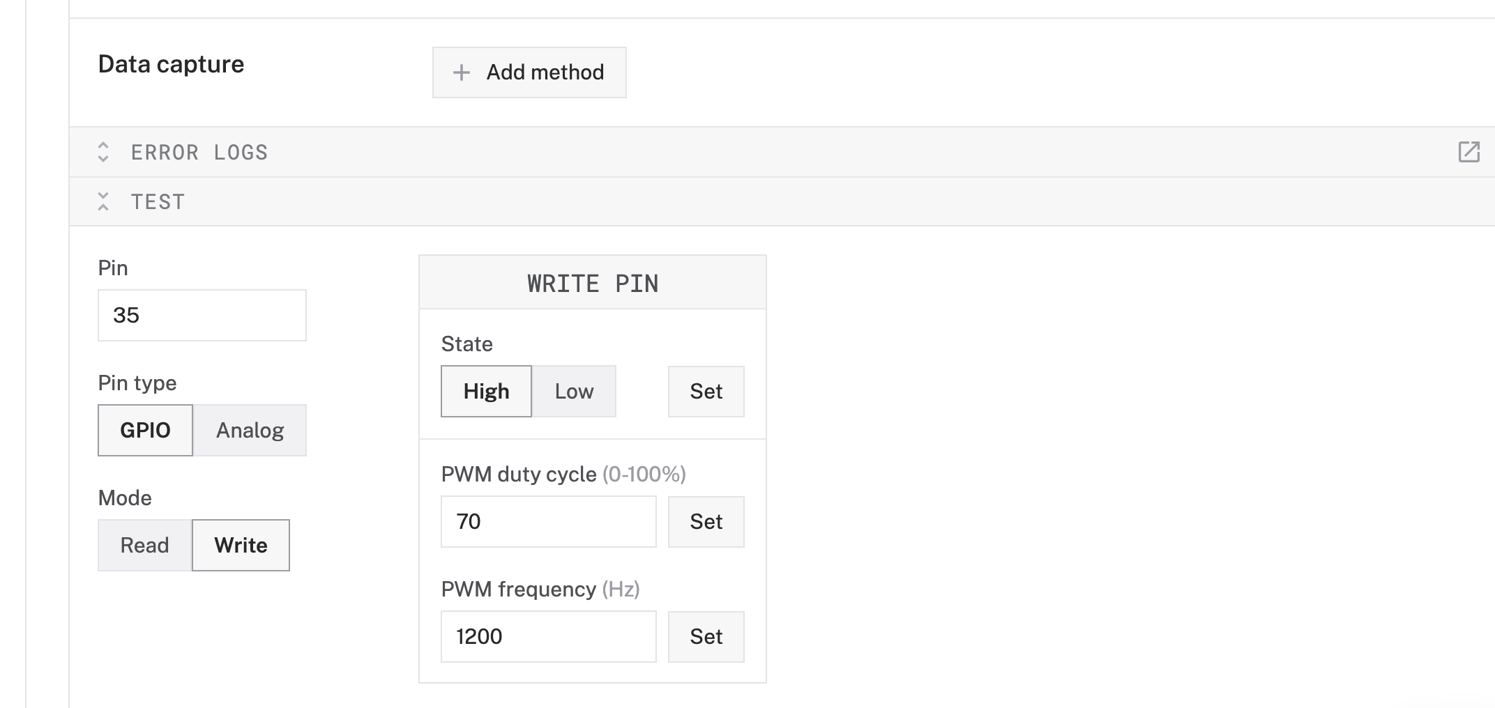 test GPIO pins on board