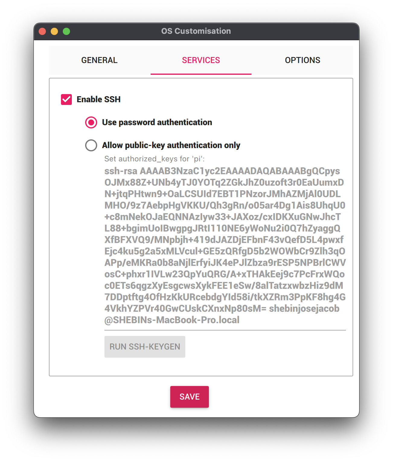 raspberry pi enable SSH