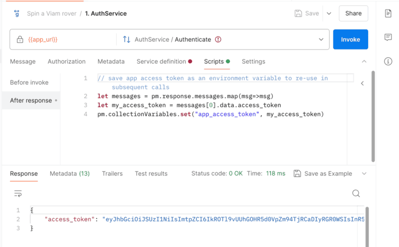 Script to save token