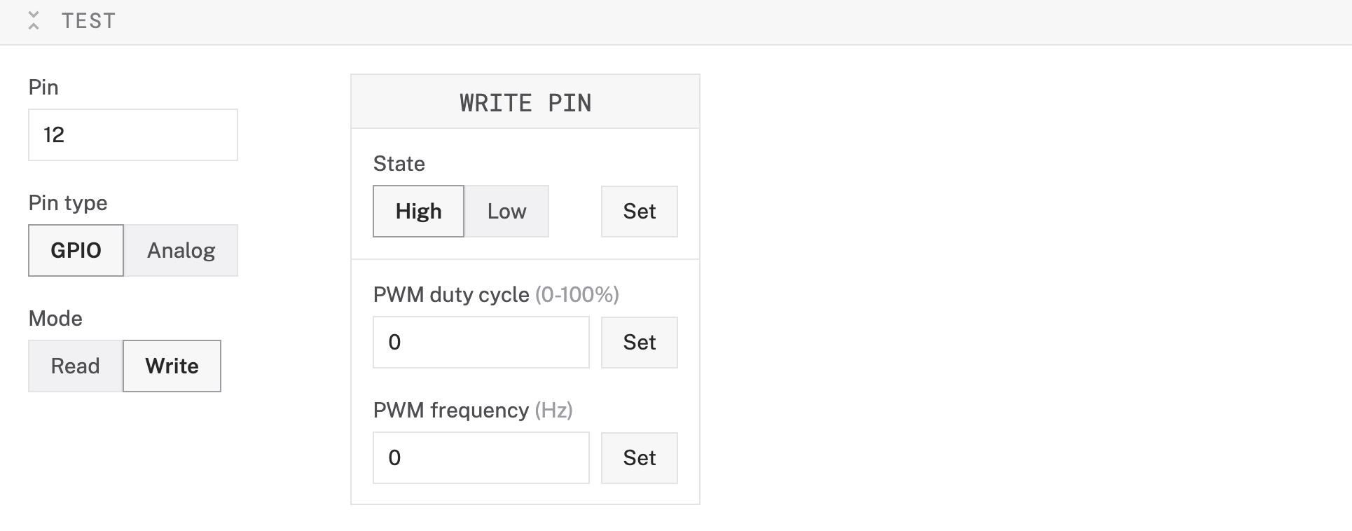 test GPIO pins on board