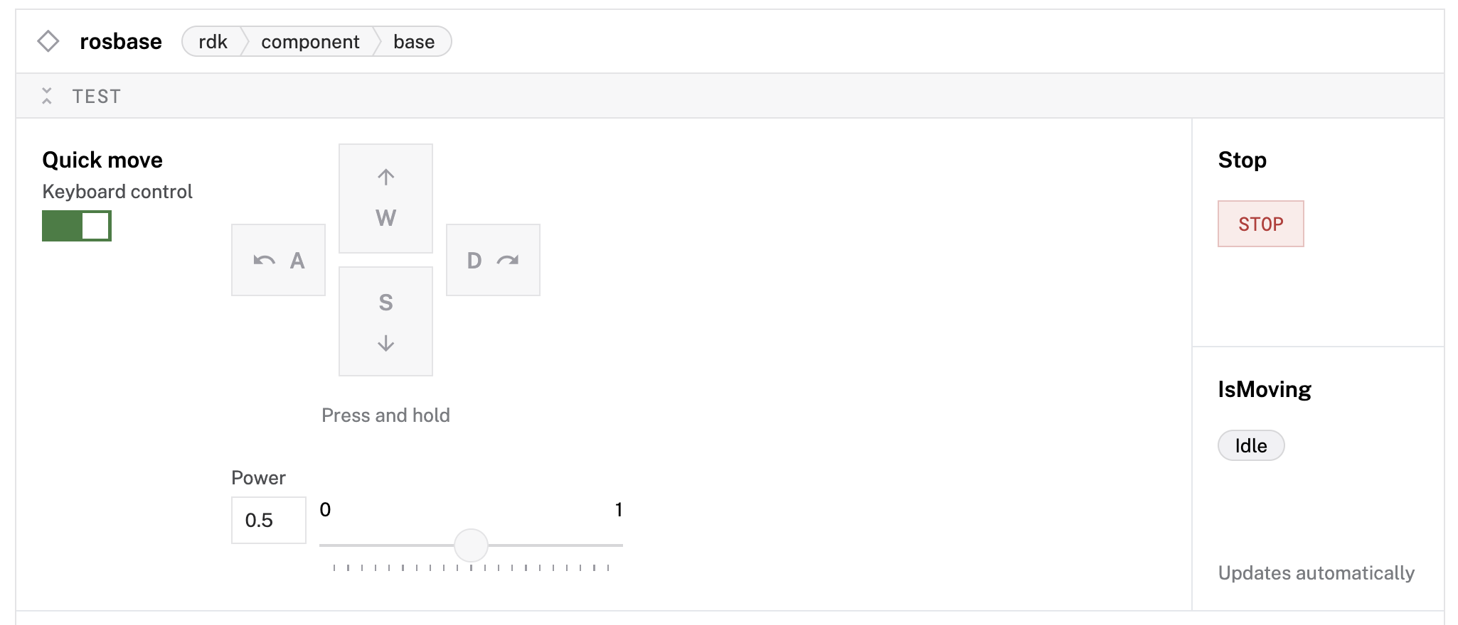 base keyboard control interface