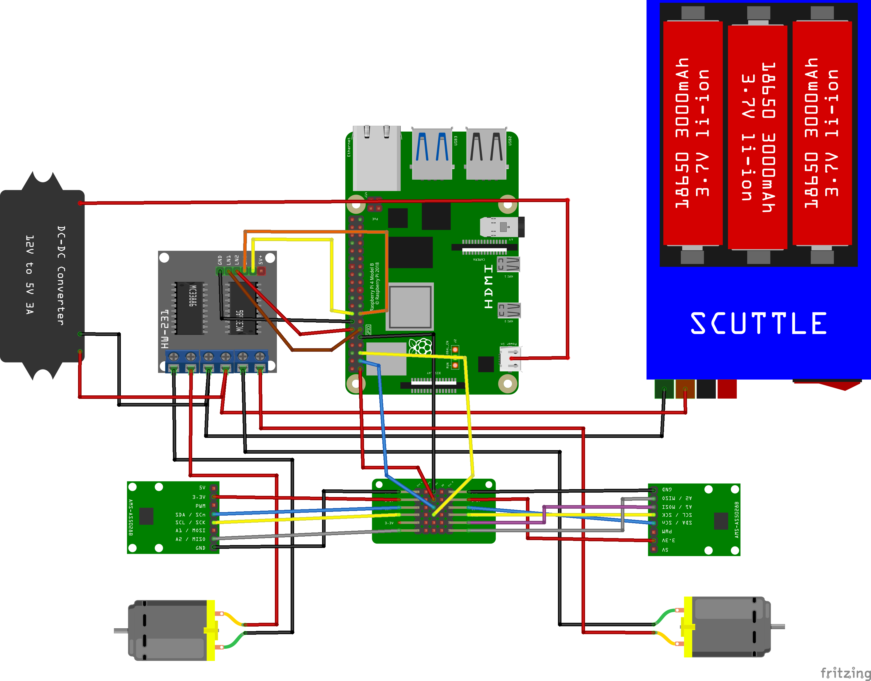 Wiring diagram for Raspberry Pi and SCUTTLE components