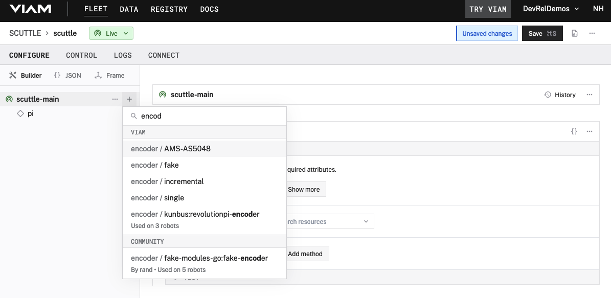 component search for encoder