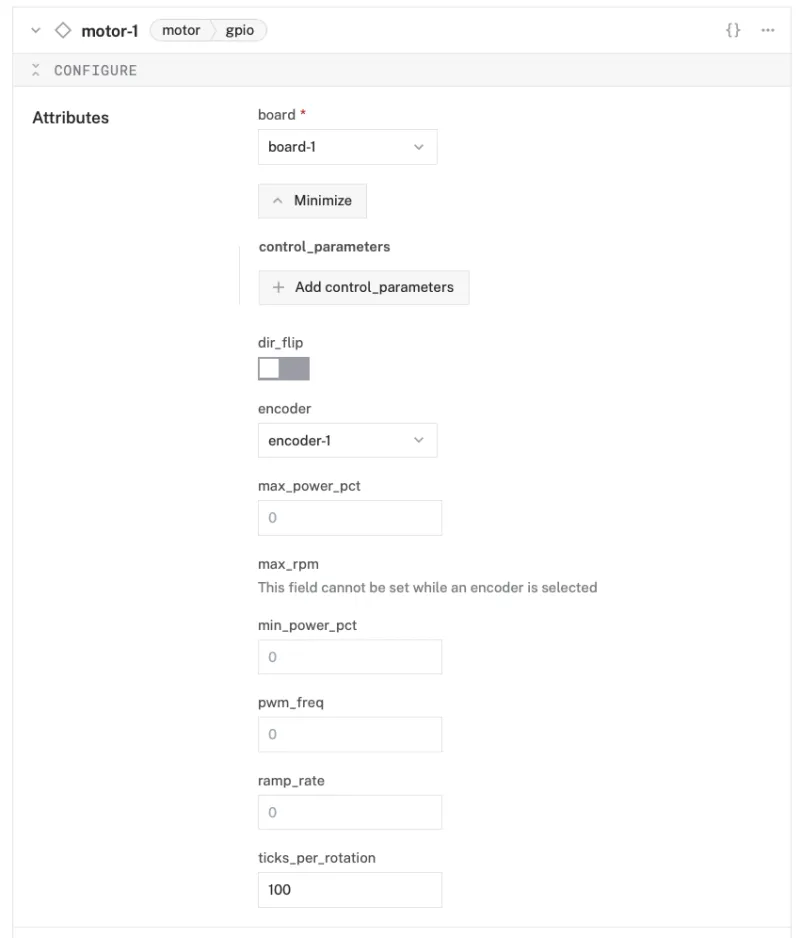 configure motor attributes