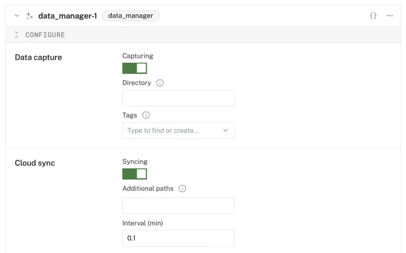 view default configuration for data manager