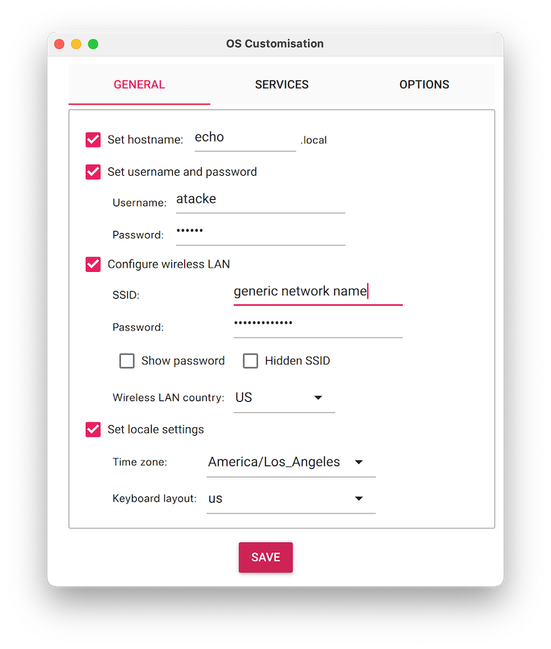 raspberry pi hostname username and password