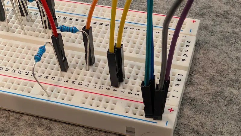 finished ultrasonic sensor wiring on breadboard