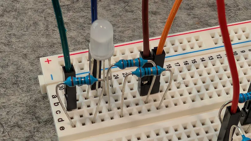 finished RGB Wiring on breadboard